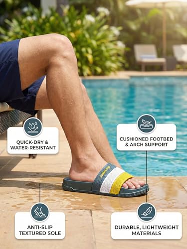 Image of Impakto Men's Casual Sliders | Cushioned Comfort Slip-On Slipper | Lightweight EVA Sole | Slippers for Home & Outdoor Use
