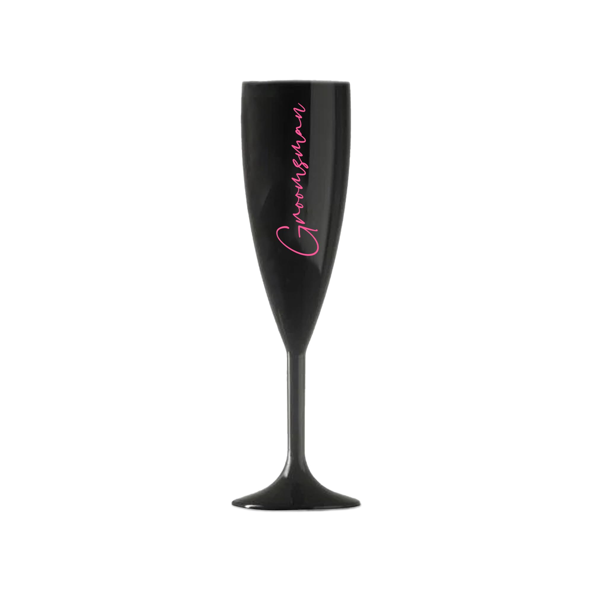 Champagne Premium Black Flute Glass Bride Groom Mr Mrs Wedding Maid Honour Wine Cocktail Prosecco Celebrations Gift (Baby Pink, Groomsmen)