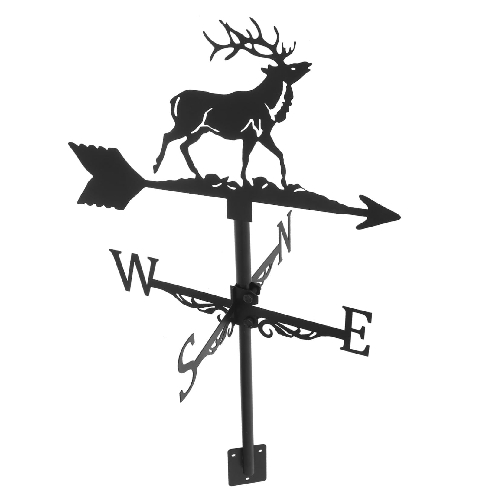 Girouette de jardin vintage en fer forgé élan noir, un instrument météo décoratif et durable