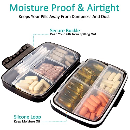 Image of Fullicon Moisture Proof Travel Pill Organizer, 8 Compartments, Blue