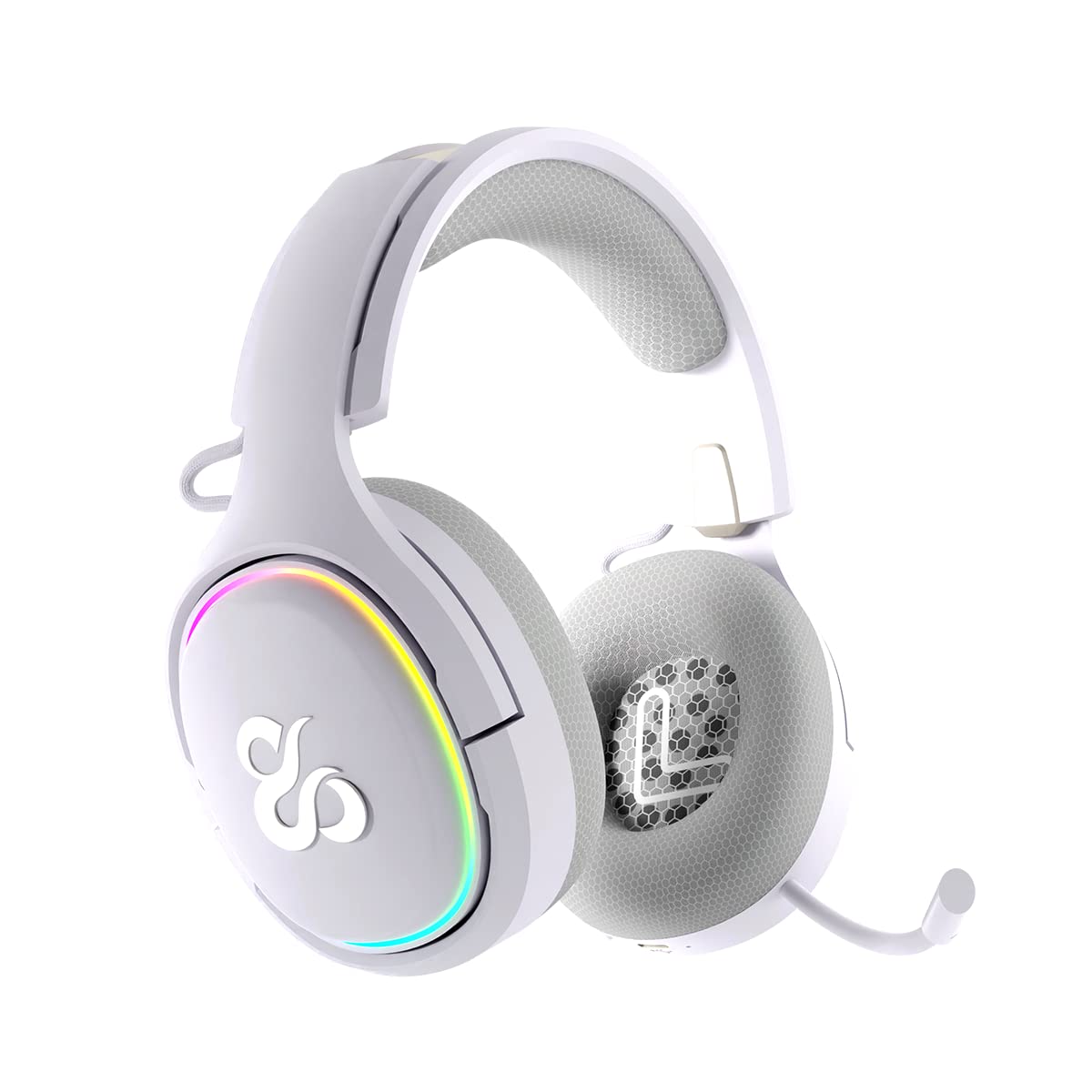 NewSkill Casque de Jeu sans Fil Aton Ivory, Microphone intégré, autonomie de 18 Heures, configurable RGB, Bluetooth 5.0, Casque d'ordinateur Ergonomique, Compatible PC/PS4/PS5/Mac/XBOX/Android Blanc