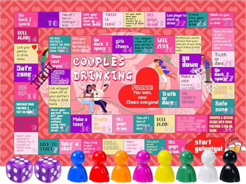 VIBNRIX Couples Drinking Game Board - Fun & Romantic Party Game for Couples or Double Dates (8 Players, Age 18+)