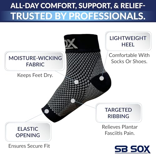 SB SOX - Plantar Fasciitis Compression Socks, Pairs of 2 (Black, Large + Pink, Large)4
