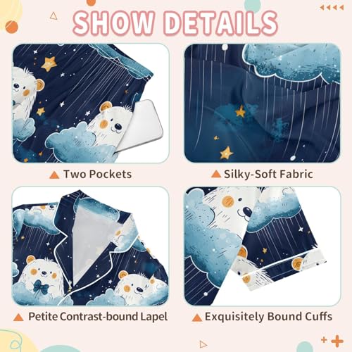 Animal Cartoon Bear Stars Pajamas Set Summer Button Down Sleepwear Pjs Sets Comfy Loungewear3