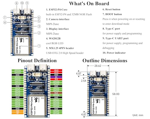 Módulo ESP32-P4 para proyectos de visión artificial con cámaras MIPI-CSI 4