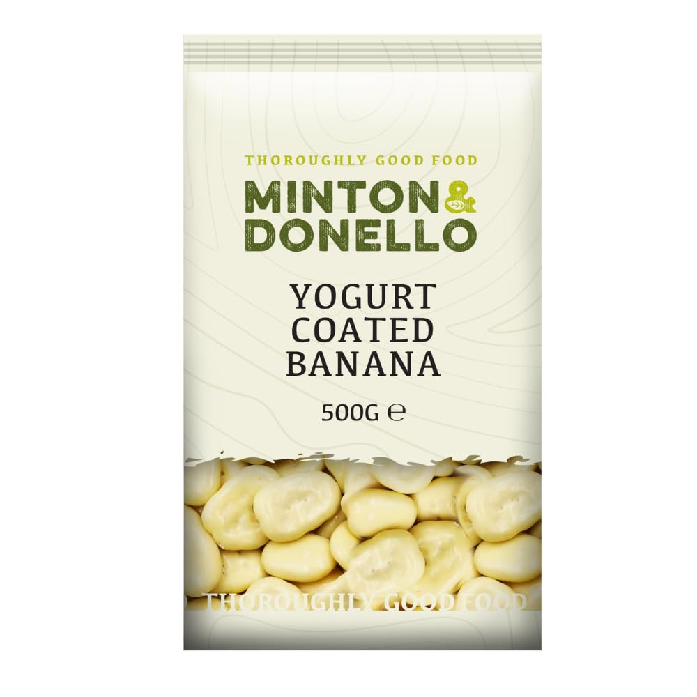 Minton & Donello 500g Yoghurt Coated Banana Chips - High Fibre, Suitable for Vegetarians