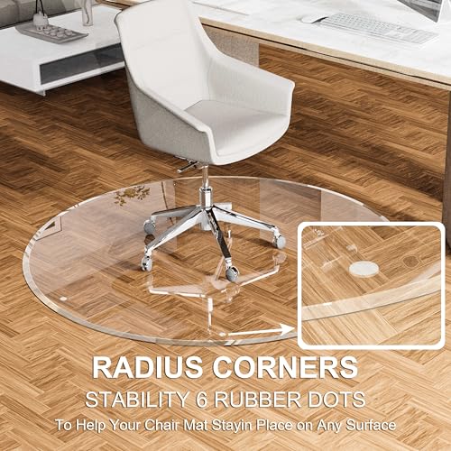 Image of MESAILUP Beveled Edge 48 inch Round Chair Mat for Carpet or Hardwood Floor Crystal Clear, 48 inch x 48 inch for a Smooth Glide and Easy Roll On /Off, Heavy Duty and Non-Slip Floor Ultimate Clear Chair Mat