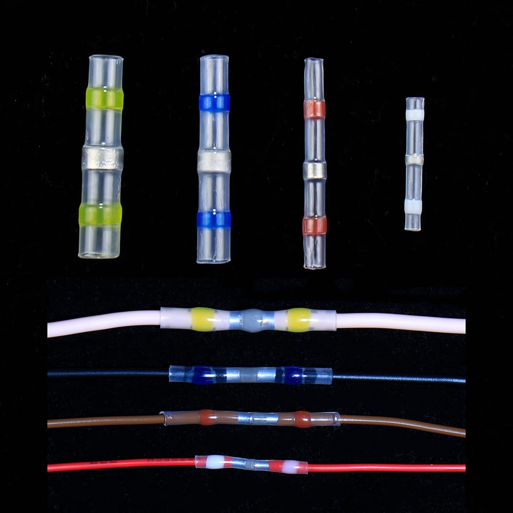 500 Uds. Manga de sellado de soldadura a prueba de agua AWG22-18 termorretráctil terminales a tope de coche conector de empalme de cable automotriz aislamiento marino (Color : SST 500pcs box)
