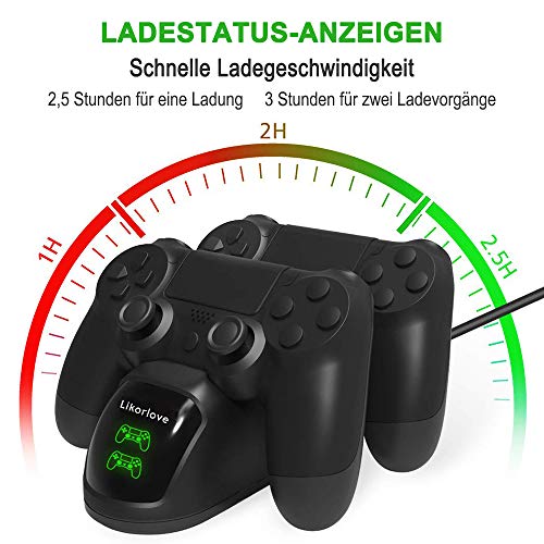PS4 Controller-oplader, Likorlove Docking-opladerstandaard met USB-kabel en LED voor Sony Playstation 4 / PS4 Slim / PS4… - Image 3
