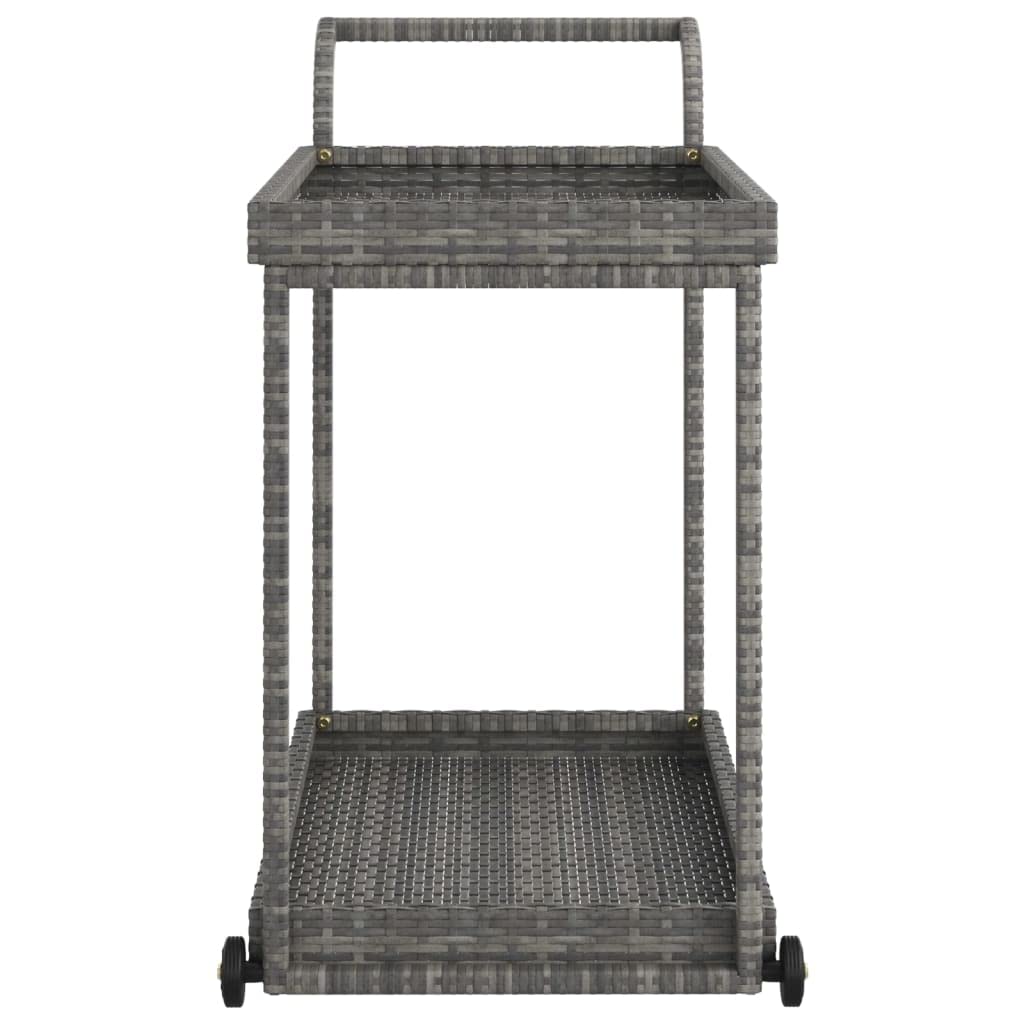 vidaXL Carrito de Bar Carro Servicio Cocina Jardín Patio Terraza Balcón Rodante Almacenamiento Comida Bebida Ratán Sintético Gris 100x45x83 cm
