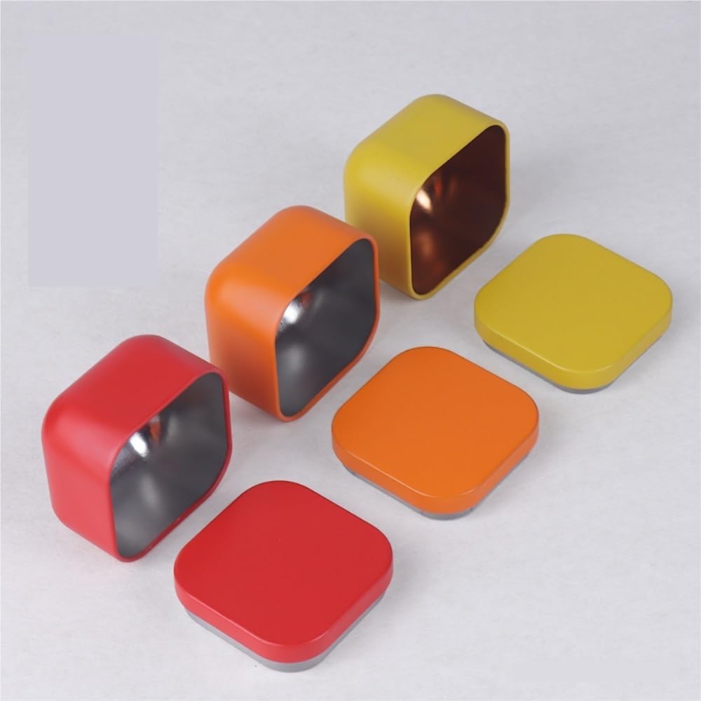 Caja de té Contenedor de almacenamiento de té a granel, olla pequeña cuadrada de hierro blanco, simple vacío, almacenamiento de cocina, caramelo, servicio de caja de té(I)