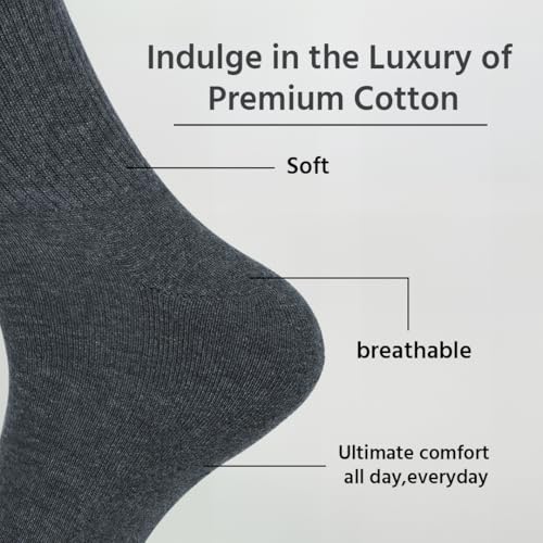 Image of BALENZIA Crew Men's Socks |Formal Dress Cotton Solid Color Full Length Lightweight Casual Business Regular Sock