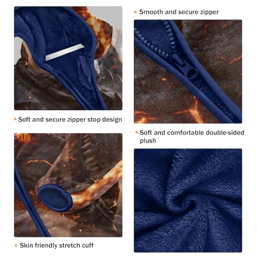 Fiery Dragon with Glowing Scales Toddler Fleece Jacket Girl Boys Hooded Fleece Jacket Coat Warm Outwear Zip-up 3-10T3