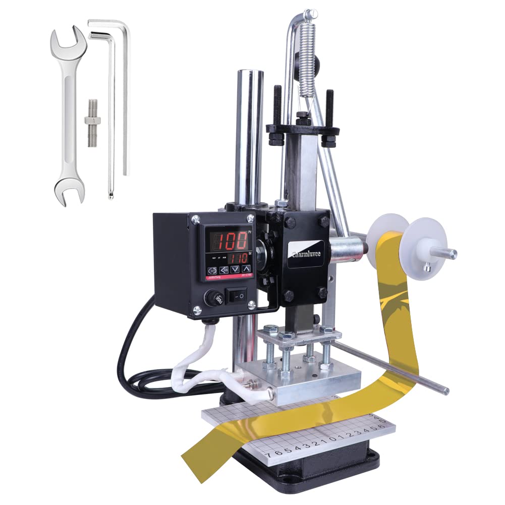 Photo 1 of *UNFUNCTIONAL*- 2022 Upgrade Charmluvee Hot Foil Stamping Machine 8x10cm Leather Bronzing Pressure Mark Machine with Full Scale on The Base Plate for PVC Leather PU Paper Logo Embossing