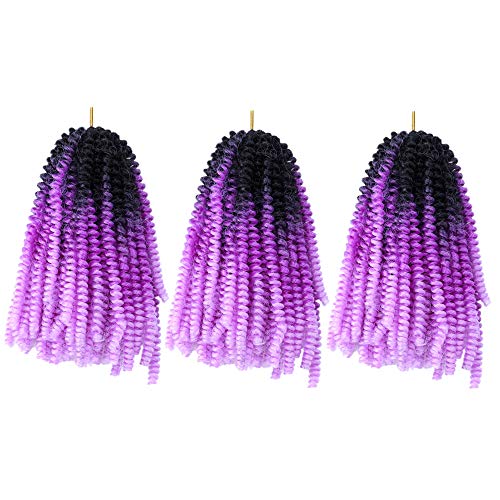 Yisimei Spring Twist Hair Ombre Color 3PCS/Lot Spring Twist Crochet Hair 18 Colors Avaliable Hight Temperature Fiber Hair Extensions (8“ 3PCS/Lot, C5)