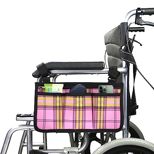 Wheelchair Armrest Storage Bag,Wheelchair Bag with Pockets Mobility Aid Wheelchair Accessories Bag Wheelchair Side Storage Bag Universal for Electric Wheelchair,12.6 x 7.1 inches