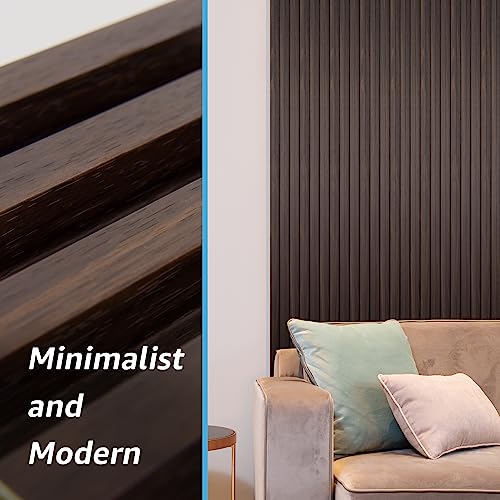 Image of Art3d 96 x 6 Inch WPC Wood Diffuser Slat Wall Panel, 8-Pack, Black Walnut