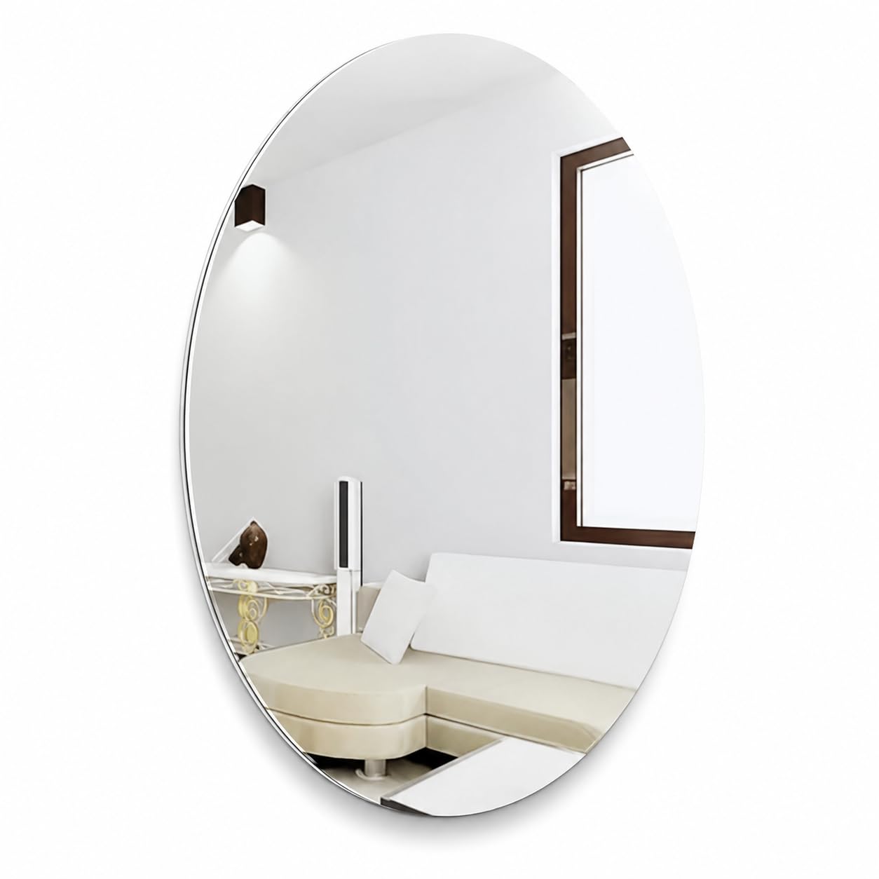 Vyanak® Frameless Oval Wall Mirror 30 x 40 cm | HD Crystal Clear Glass Mirror with Polished Edges | Decorative Vanity Mirror for Bathroom, Bedroom, Living Room, Entryway & Dressing Room |-image-20