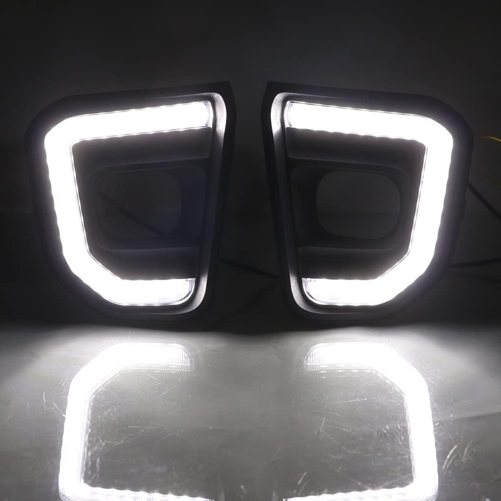 White Amber LED DRL Front Bumper Fog Light Daytime Running Lamp With Sequential Flash Turn Signal Light For Ford Everest 2022 2023
