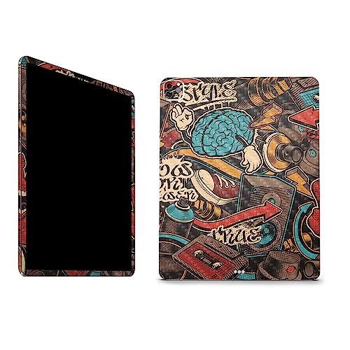 Image of MightySkins Carbon Fiber Skin Compatible with Apple iPad Pro 12.9 inch M2 6th Gen (2022) Full Wrap Kit - Orange Hip Hop | Protective, Durable Textured Carbon Fiber Finish | Made in The USA
