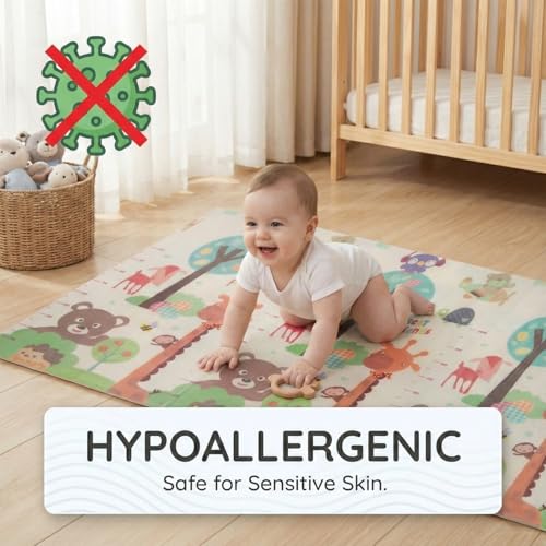 Image of Liltoes Reversible Baby PlayMat, Babies Folding Mat, Waterproof and Portable Kids Floor Mat for Learning & Crawling, Foldable Soft Foam Mat for Kids Girafe Printed
