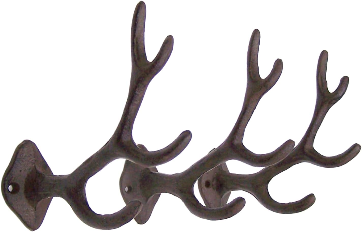 Wowser Antler Wall Hooks, Set of 3, Wall Mounted Decoration, Rustic Decor, 5.5 Inches (Black)