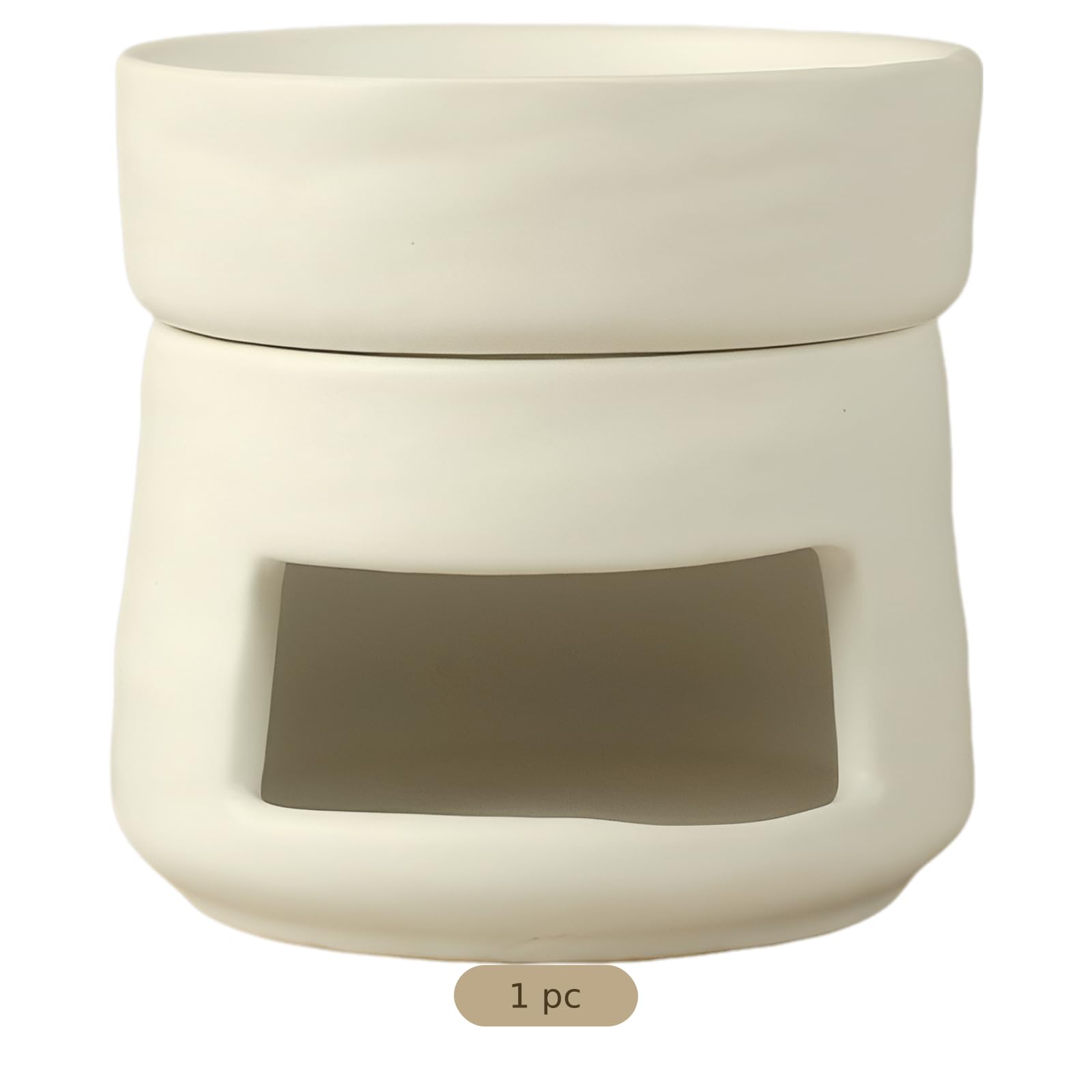 Keramik Duftbrenner, 10 x 10 x 10 cm Würfelform im modernen minimalistischen nordischen Stil, weißer Aroma Diffusor mit abnehmbarem Oberteil und Teelichthalter für Home Spa und Deko zu Hause