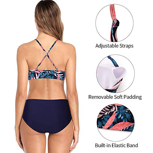 Image of CharmLeaks Women's Bikini Sets High Neck Two Piece Swimsuits Sport Bathing Suits