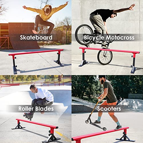 Grind Rail Height Adjustable Skateboard Flat Bar 67.7 Inch, Skateboard Ramp With Reinforced Base, Fastener And Non-Slip Rubber Pad, Suitable For Skateboarders, Inline Skaters And Scooter Riders Use #TOP5