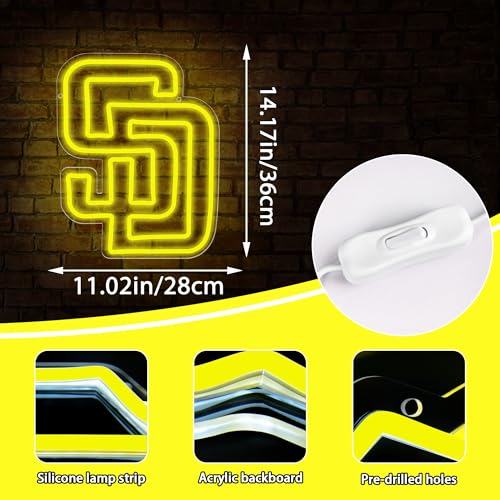 Image of Baseball Neon Sign for Wall Decor Baseball Team Neon Light for Man Cave Dimmable Led Sign for Bedroom Pary Garage Dorm Club Bar Birthday Gifts for Fans 5V USB Powered Size 14.1 * 11IN(ZYLD266)