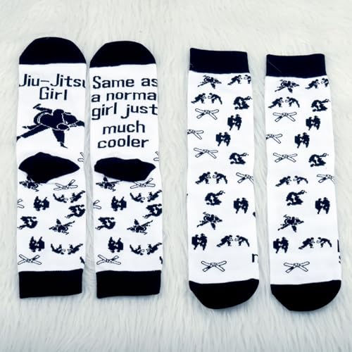 AATOP Lot de 2 paires de chaussettes de jiu-jitsu pour fille Jiu Jitsu, BJJ, MMA, Jiujitsu, arts martiaux, cadeau Taekwondo, chaussettes de sport de combat pour femme, beaucoup plus cool 2s, Taille – vue 2