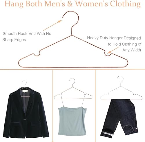 Miniatura 3 de Koobay Perchas de cobre de oro rosa de 16.5 pulgadas, paquete de 10, colgador de metal resistente para almacenamiento, exhibición, organización de