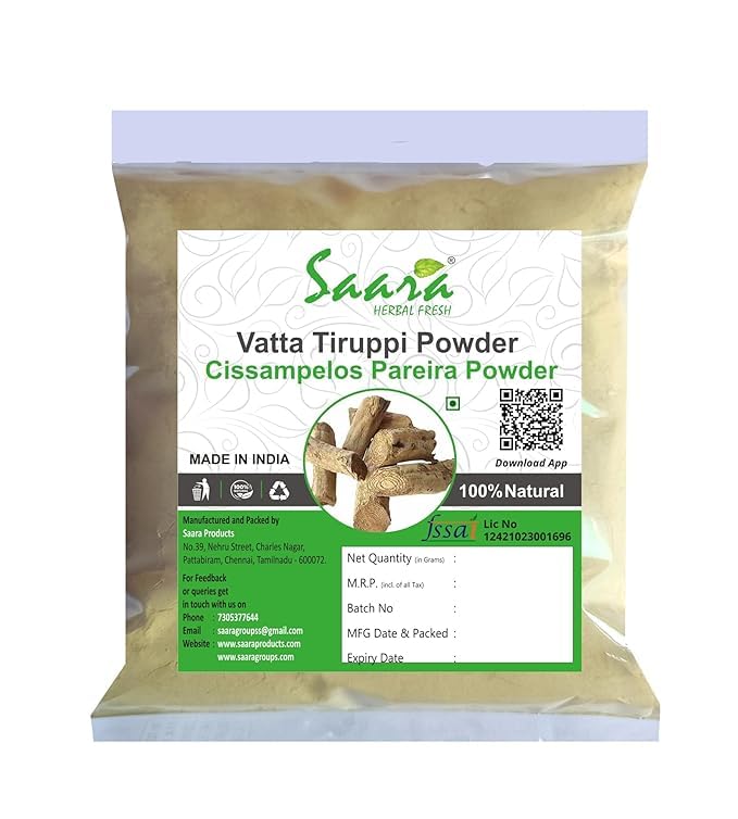 organic Vatta Tiruppi Powder,(300gram) Abuta,Cissampelos pareira,Vatta Thiruppi,Menispermaceae,puttut tiruppi Powder good against dropsy, cough (Pack of 3 X 100g)