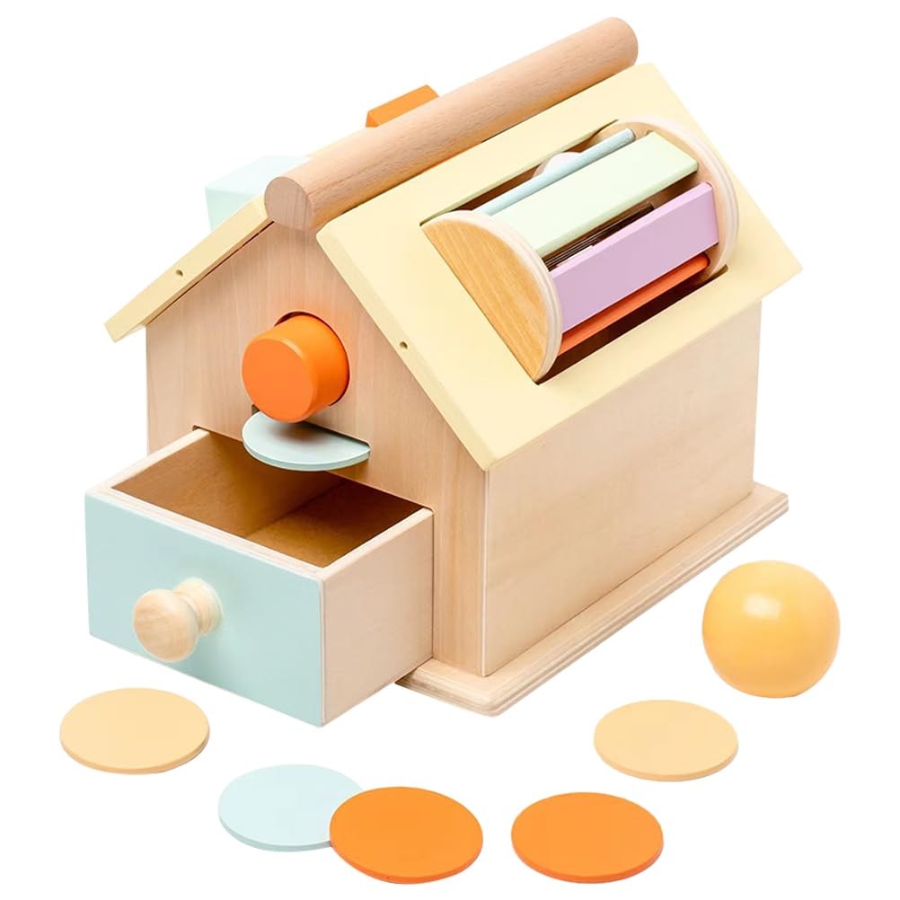 Abaodam Juguete Educativo de Madera para Lanzar Bolas y Monedas, 1 Juego | Aprendizaje y Educación, para Bebés y Niños, Entrenamiento de Coordinación Ojo-mano y Concentración