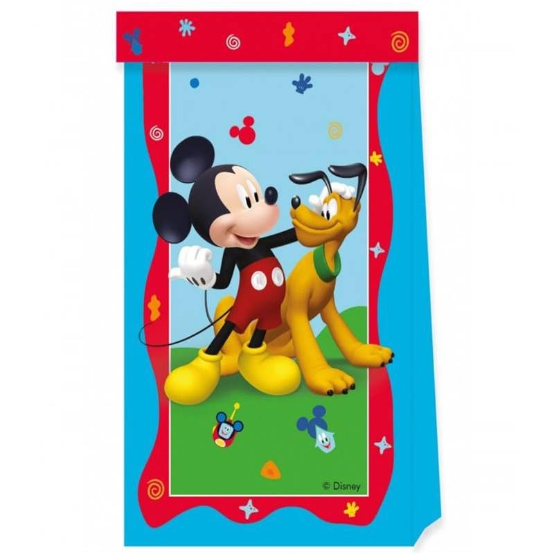 Procos Folat 93828P Multicolores 4 piezas-Bolsa de Regalo Cumpleaños Disney's Mickey Mouse para Fiestas Infantiles