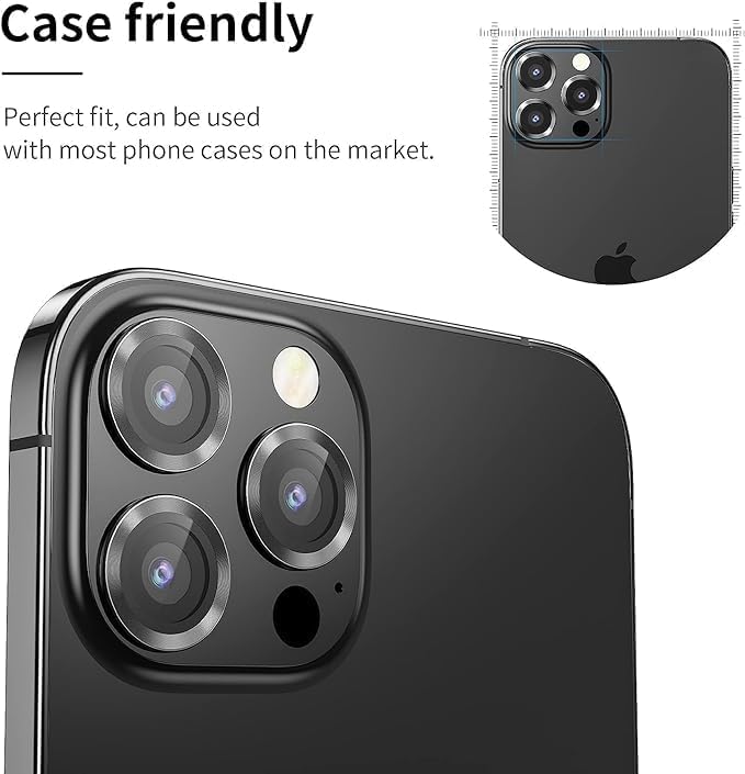 Image of DD SON Back Camera Lens Protector Tempered Glass For iPhone 12 Pro Max (Black) Case Friendly with Edge to Edge Coverage and Easy Installation Kit, Pack of 1