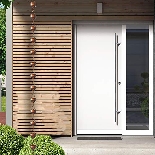 Rain Chains Direct Rain Chain - Rain Chains for Gutters - Tulip, 8.5 Feet, 100% Copper, Rain Chains for Downspouts