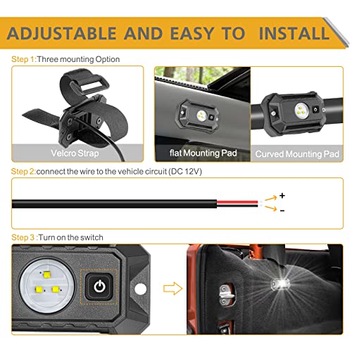 UTV LED Dome Light 12V with Switch, Rfroad Lighting Universal Roll Bar Mount LED White Lights Interior Dome Light for UTV ATV Polaris RZR Can Am Car Golf Cart