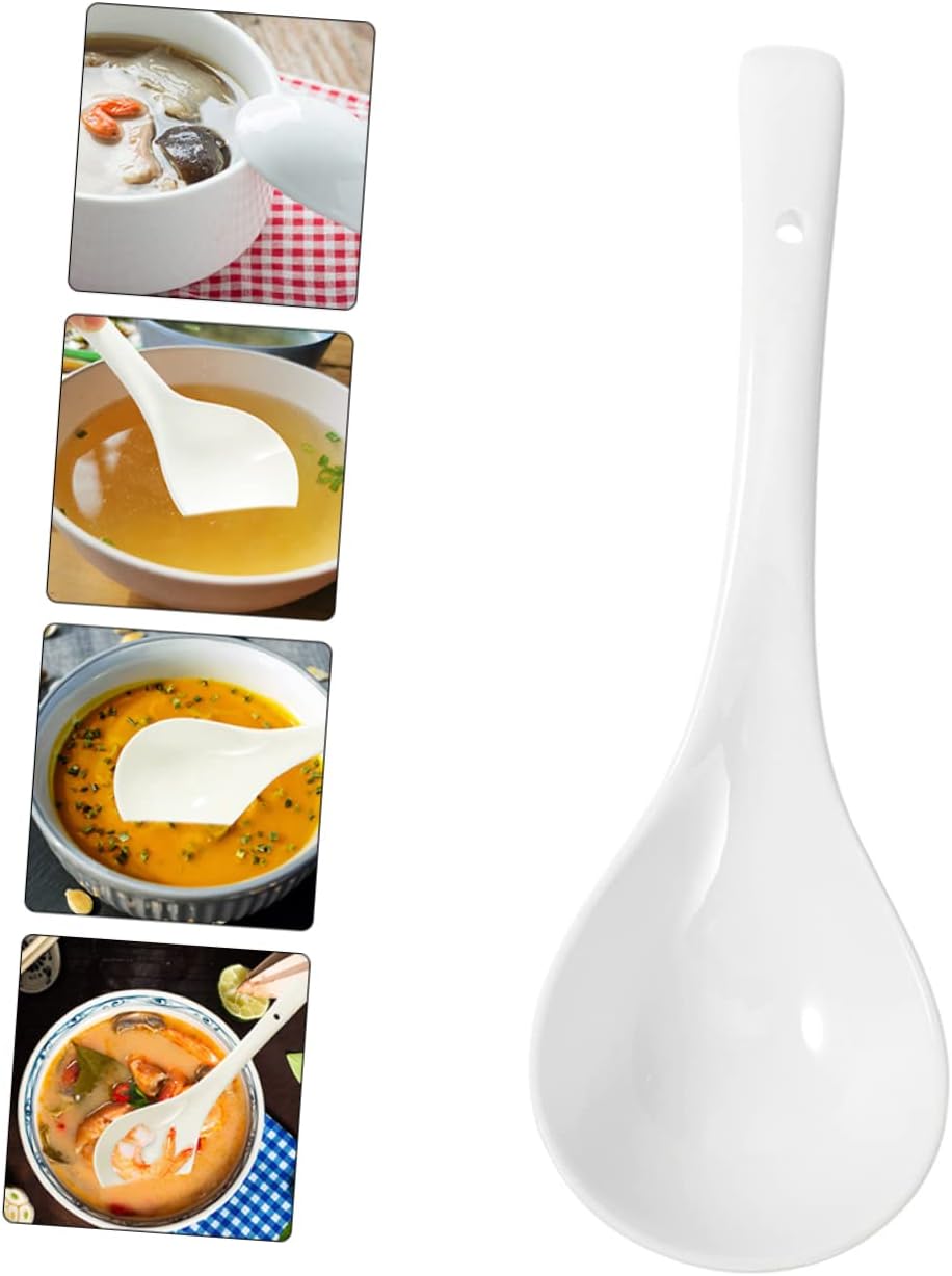 Large Ceramic Soup Spoon 1PCS Extra Large Serving Spoon for Soup Ramen and Stews Food-Grade Ceramic Tableware for Home and Restaurant Use