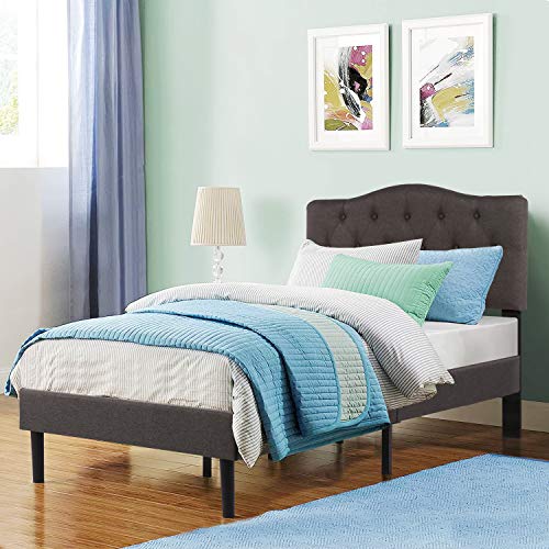 VECELO Classic Upholstered Platform Bed Diamond Stitched Cloth Panel Headboard/Mattress Foundation/Easy Assembly/Strong Slat