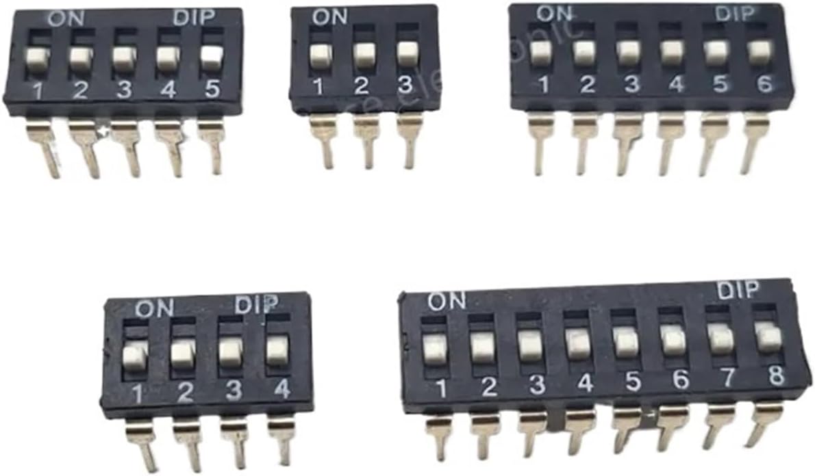 5PCS Slide Type Switch Module 1 2 3 4 5 6 7 8 10Bit 2.54mm Position Way DIP/SMD Pitch Toggle Switch Red/Blue Snap Switch Dial(Beige,6 PIN)