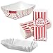 [125 Trays, 125 Bags, 125 Fluted Trays] - 2 lb Red White Paperboard Boat Basket, 1 oz Striped Popcorn Bags and 6" Hotdog Trays, Microwave Safe Disposable Grease Resistant Serving Containers