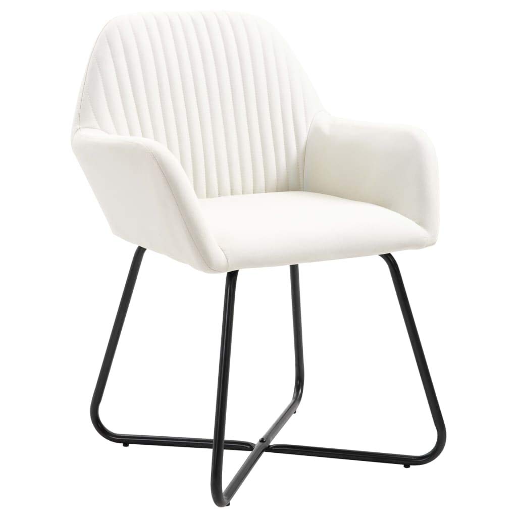 Juego de 2 sillas de comedor de tela crema | Asiento suave con reposabrazos, respaldo ergonómico, patas de acero, capacidad de 110 kg