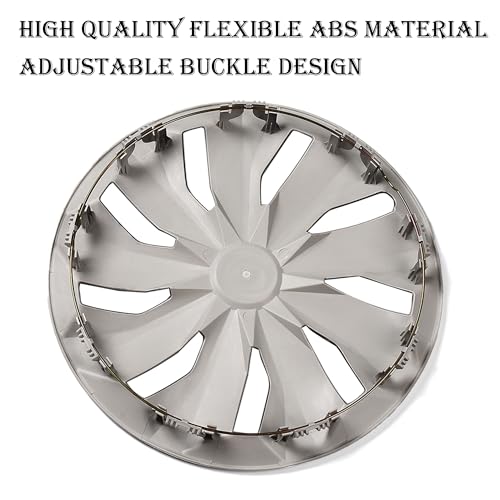 Image of Blade Bright Black with Silver Hubcap Wheel Cover Replacement Kit 15 inch Hub Caps Wheel Rim Cover Car Exterior Accessories Pack of 4, 15 Inches