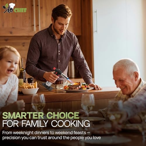 Jo Chef Butane Torch Lighter - Adjustable Flame Cooking Torch with Safety Lock for BBQ, Baking, Brulee Creme, DIY + FREE Recipe eBook (Butane Not Included) - Image 2
