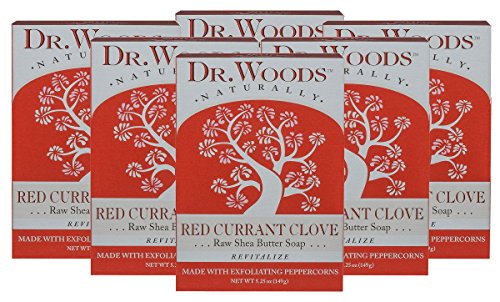 Dr. Woods Red Currant Clove Bar Soap with Peppercorn & Organic Shea Butter, 5.25 Ounce (Pack of 6)