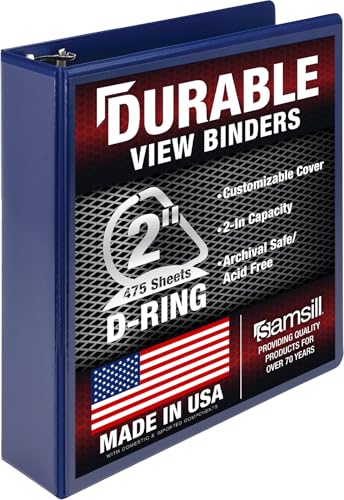 Image of Samsill Durable 2 inch 3 Ring Binder, D Ring Binder, 100% Recycled Chipboard, Blue