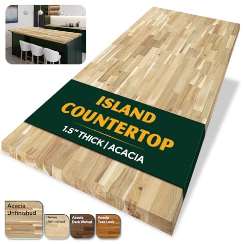 Howizz Acacia Butcher Block Countertop 72 X 36 X 1.5 Inches, Unfinished Solid Wood Table Top For Diy Desk Top, Workbench Top, Kitchen Countertop