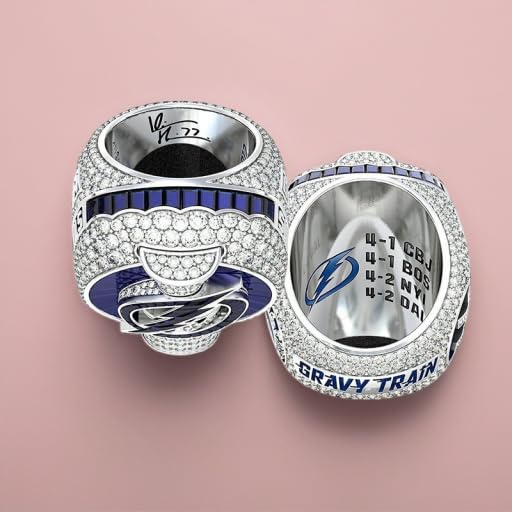 Coleccionables, Réplica del Anillo Campeonato NHL Lightning 2020 con Caja de Regalo Madera circonita cúbica, Recuerdo colección