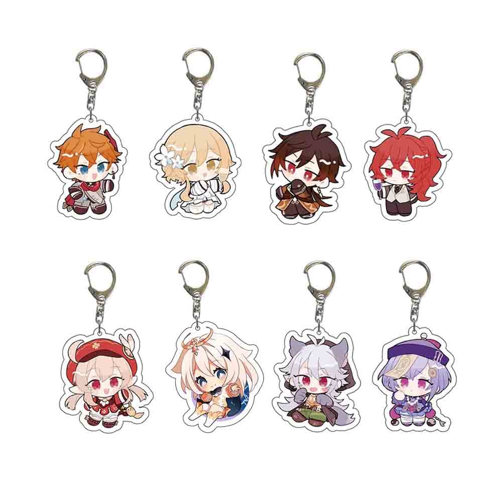 ViwindGenshin Impact Keychain,Anime Keychains Cute Kawaii Acrylic Keychain Set for Backpacks,Gifts for Women Men Boys Girls